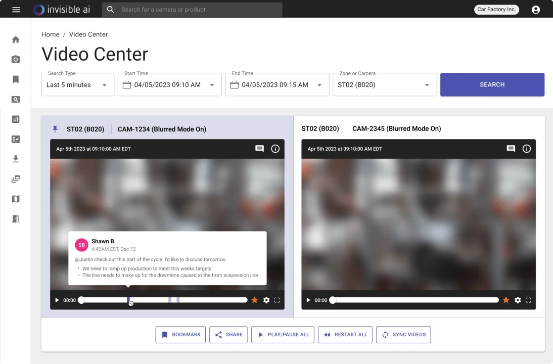 Video center dashboard showing station monitoring